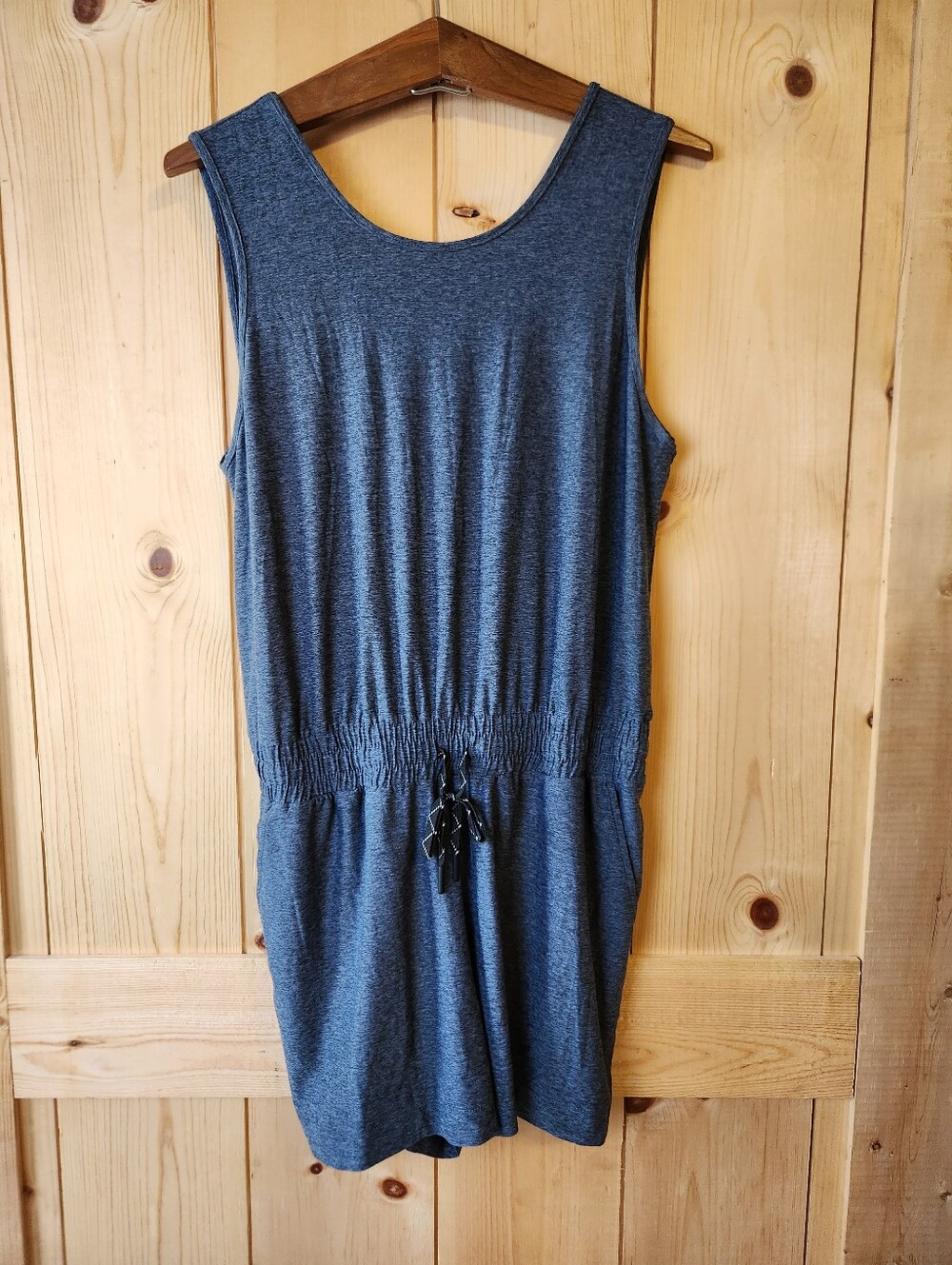 We Wander WeFlex Blue/Black Heather Sybelle Shorts Sleeveless Romper
